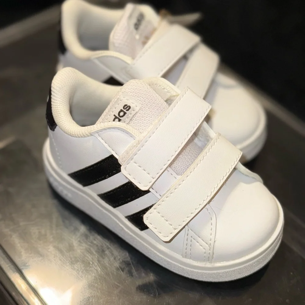 Adidas baby White Black Velcro Strap Sneakers - Picture 4 of 12